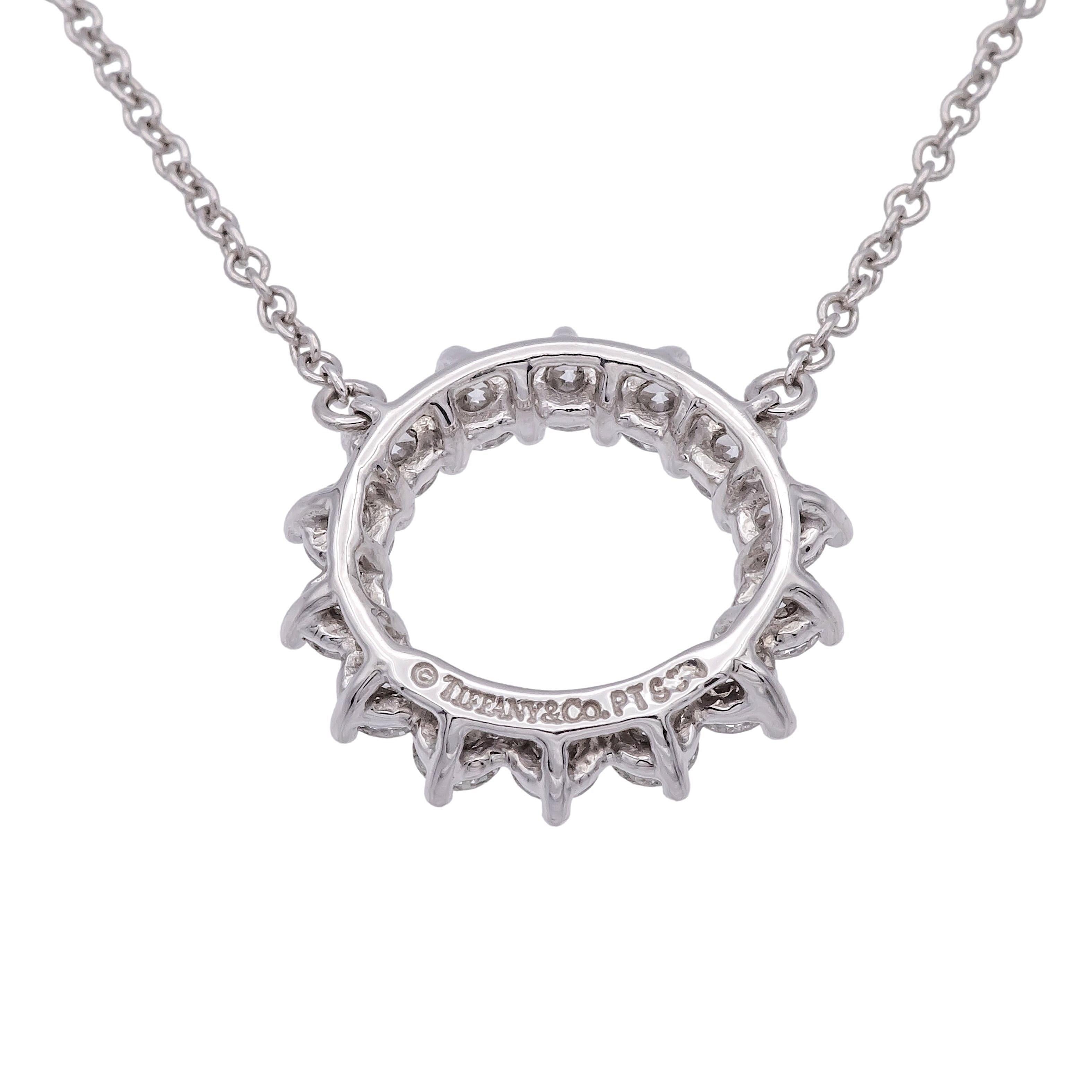 Tiffany & Co. Platinum and Diamond .47ct Open Circle Pendant Necklace 16.5 Inch In Excellent Condition For Sale In New York, NY