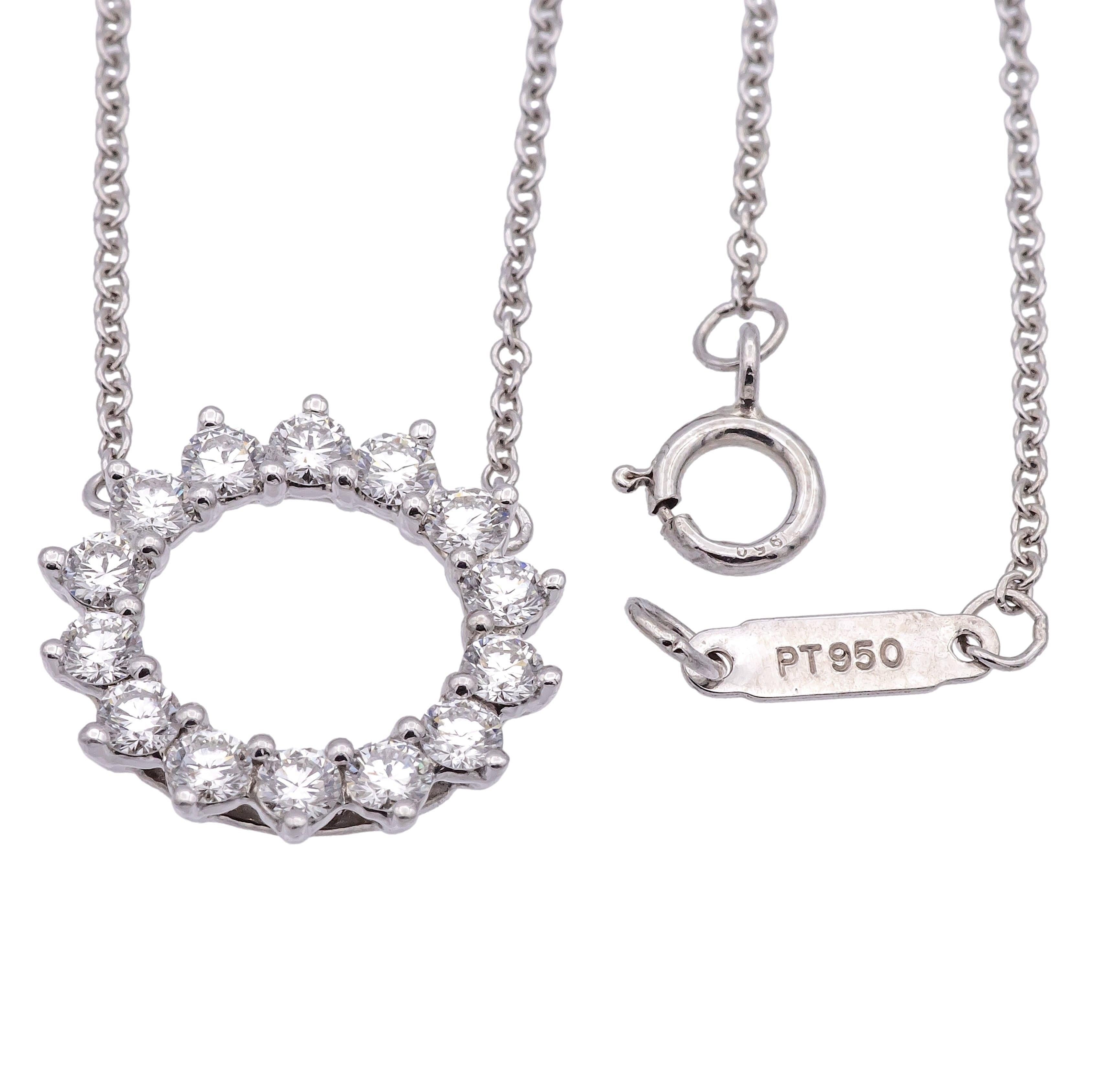 Tiffany & Co. Platinum and Diamond .47ct Open Circle Pendant Necklace 16.5 Inch For Sale 1