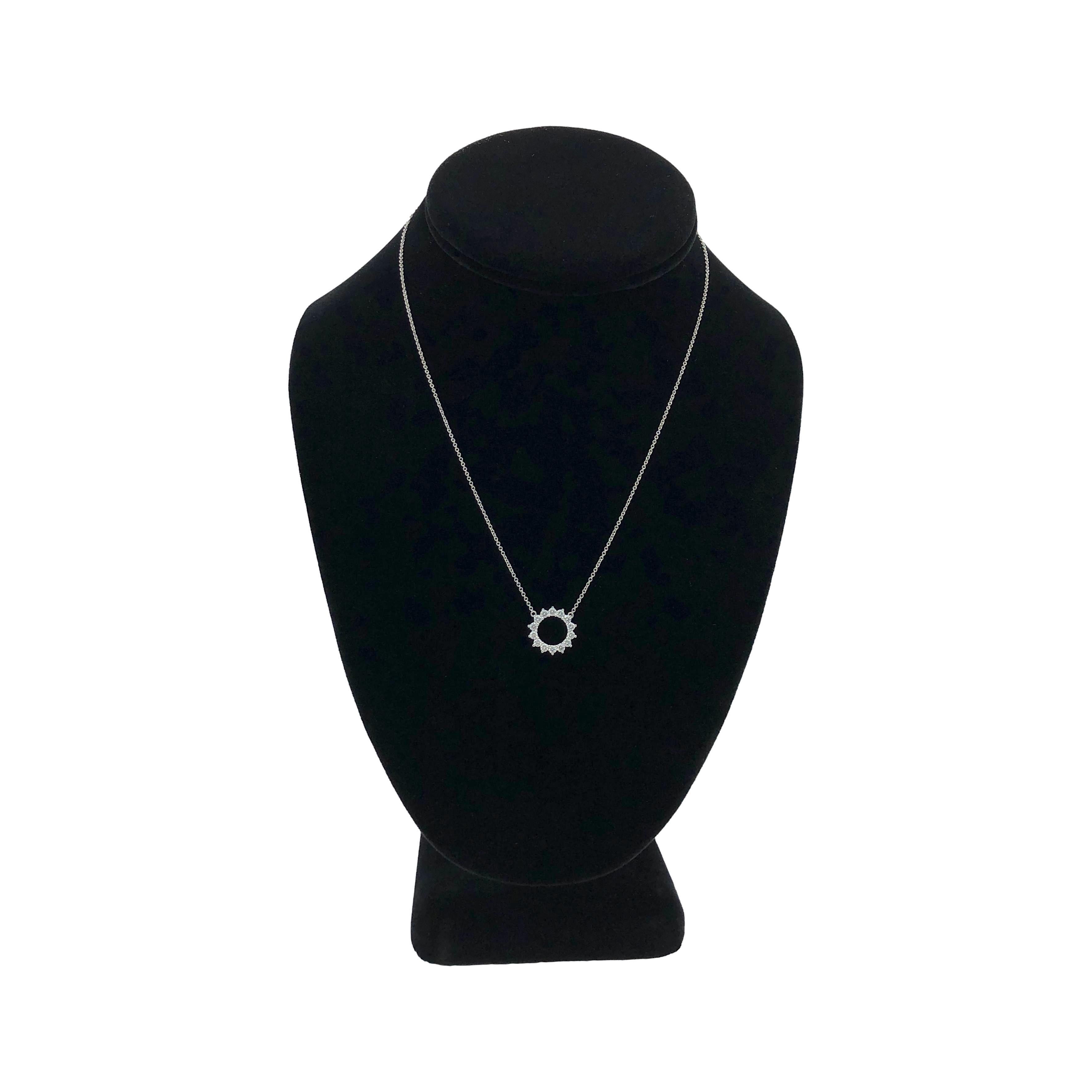 Tiffany & Co. Platinum and Diamond .47ct Open Circle Pendant Necklace 16.5 Inch For Sale 2