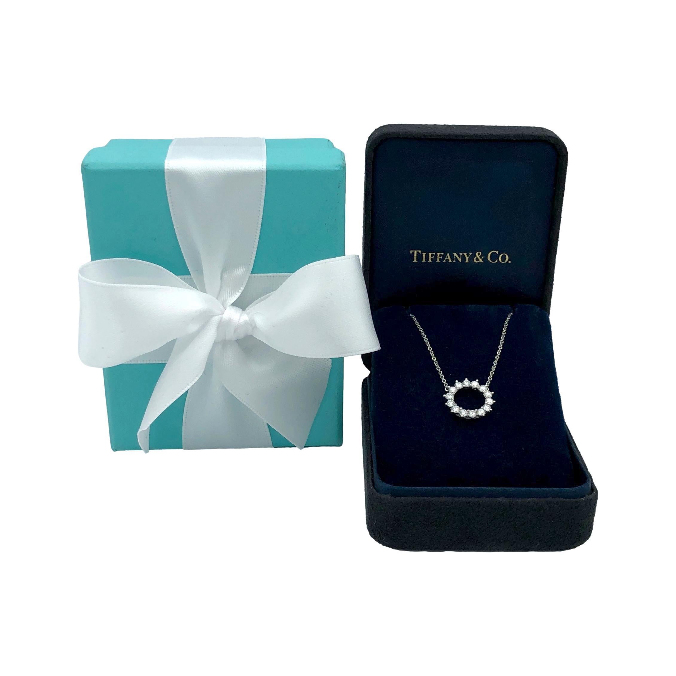 Tiffany & Co. Platinum and Diamond .47ct Open Circle Pendant Necklace 16.5 Inch For Sale 3