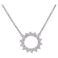 Tiffany & Co. Platinum and Diamond .47ct Open Circle Pendant Necklace 16.5 Inch