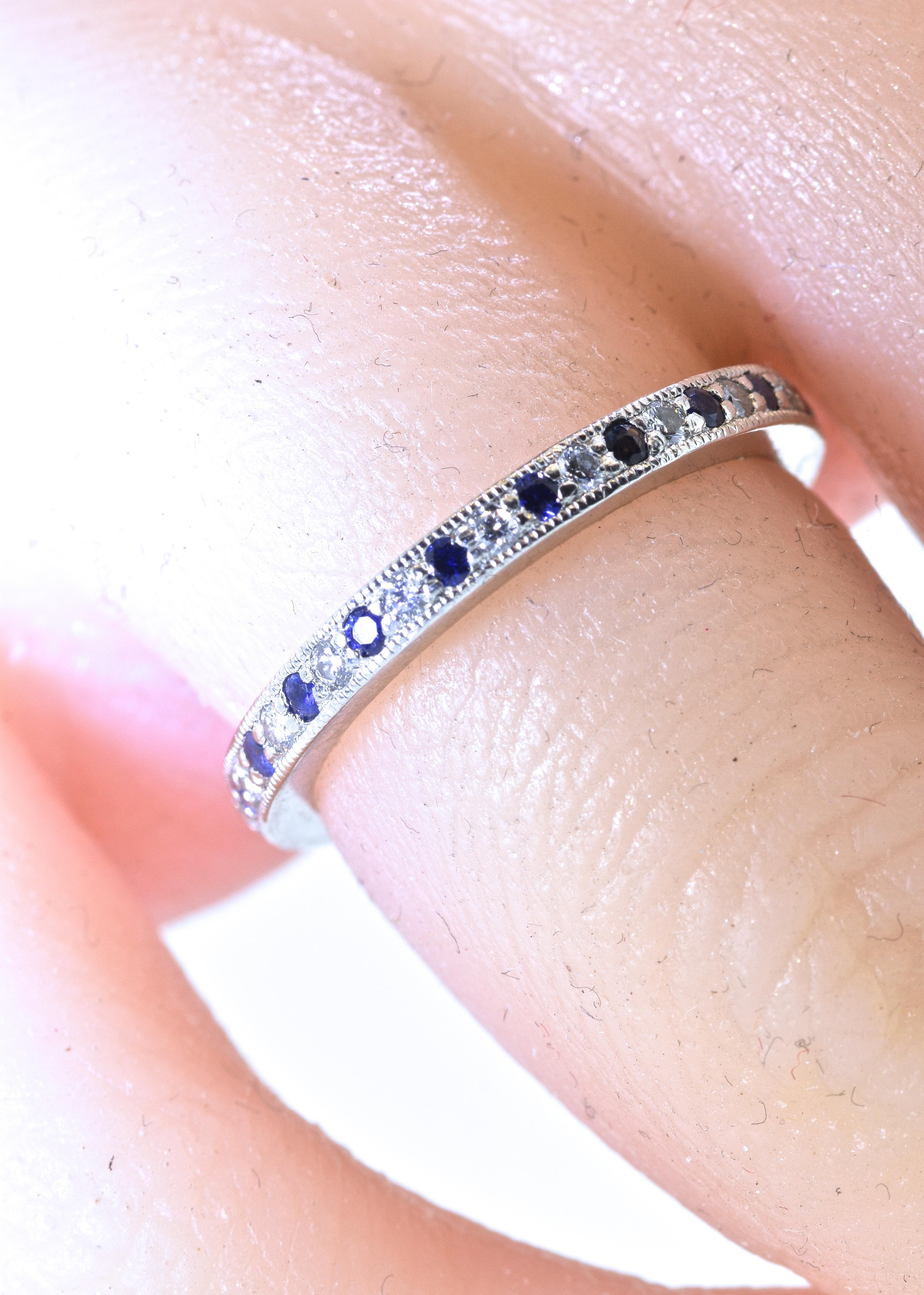 Tiffany & Co. Platinum and Diamond and Sapphire Band In New Condition In Aspen, CO
