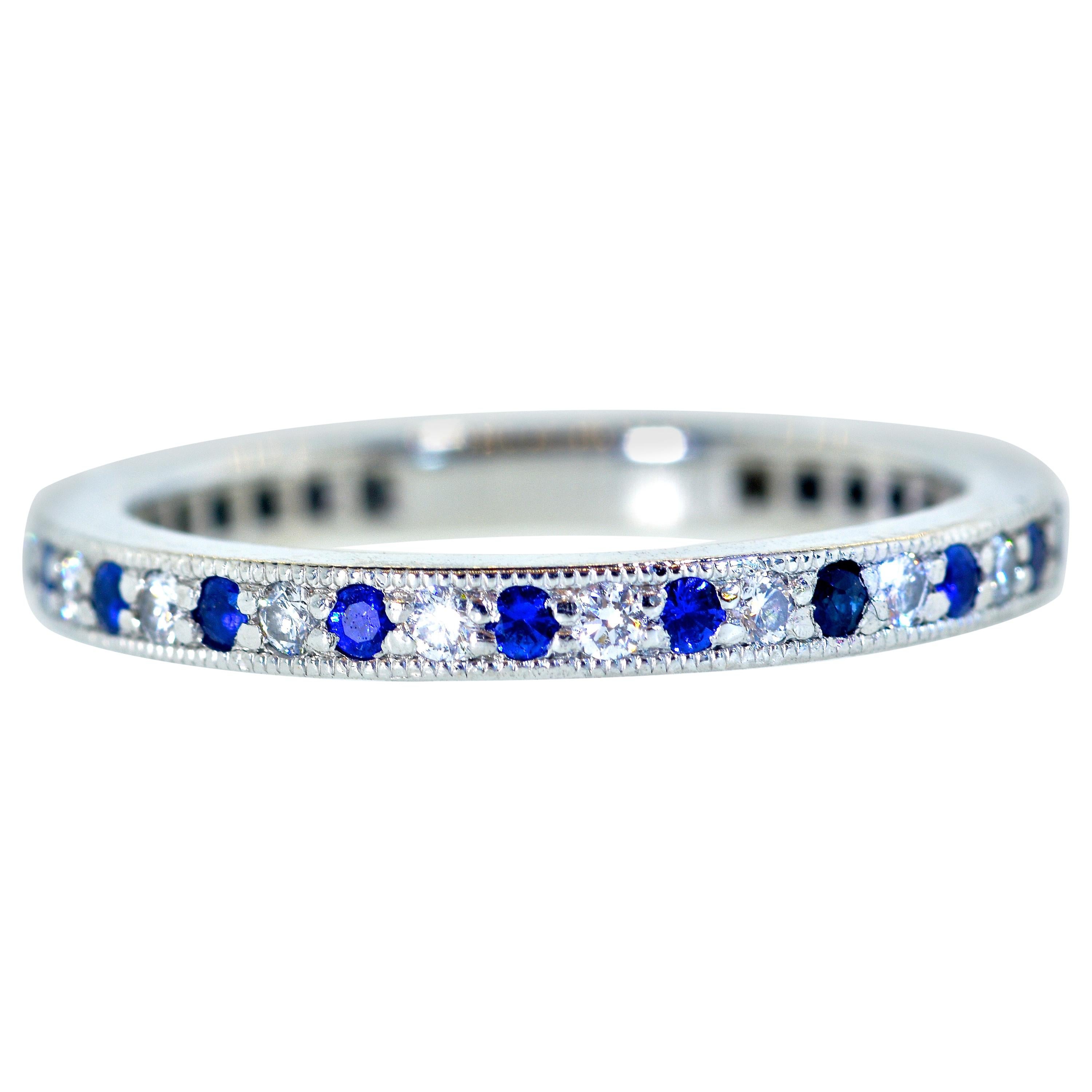 Tiffany & Co. Platinum and Diamond and Sapphire Band