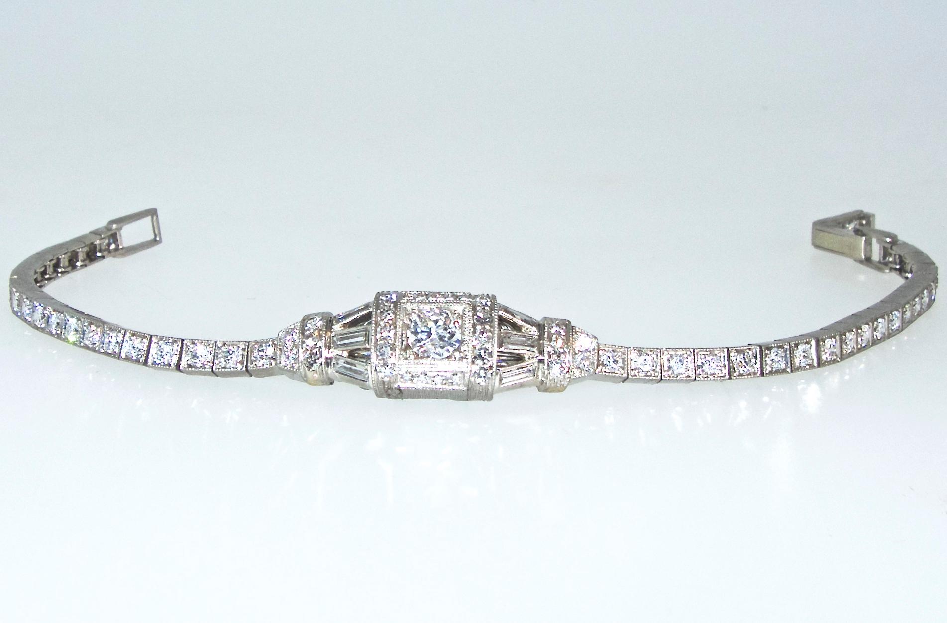Women's or Men's Tiffany & Co. Platinum and Diamond Art Deco Bracelet, circa 1935