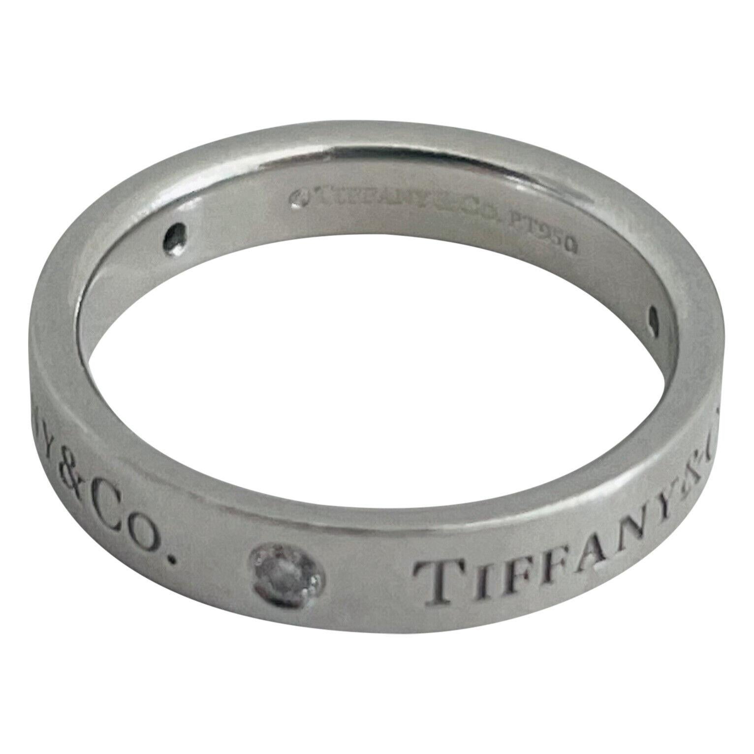 Tiffany & Co. Platinum and Diamond Band Ring In Good Condition In Guilford, CT