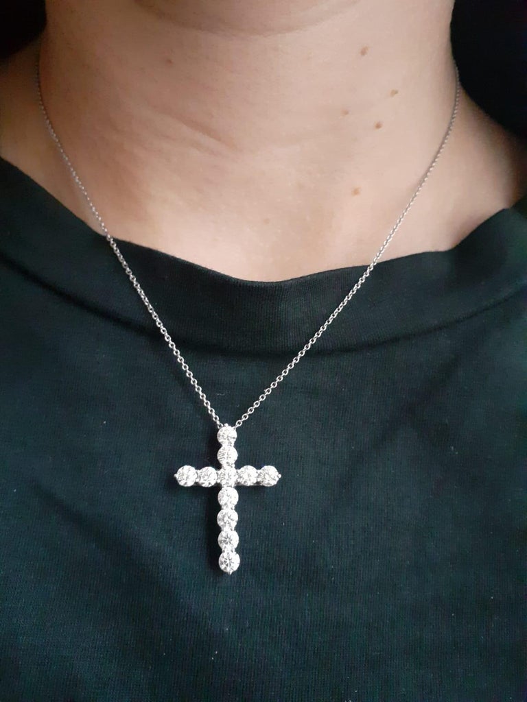 Tiffany Co. Platinum and Diamond Cross Pendant and Chain