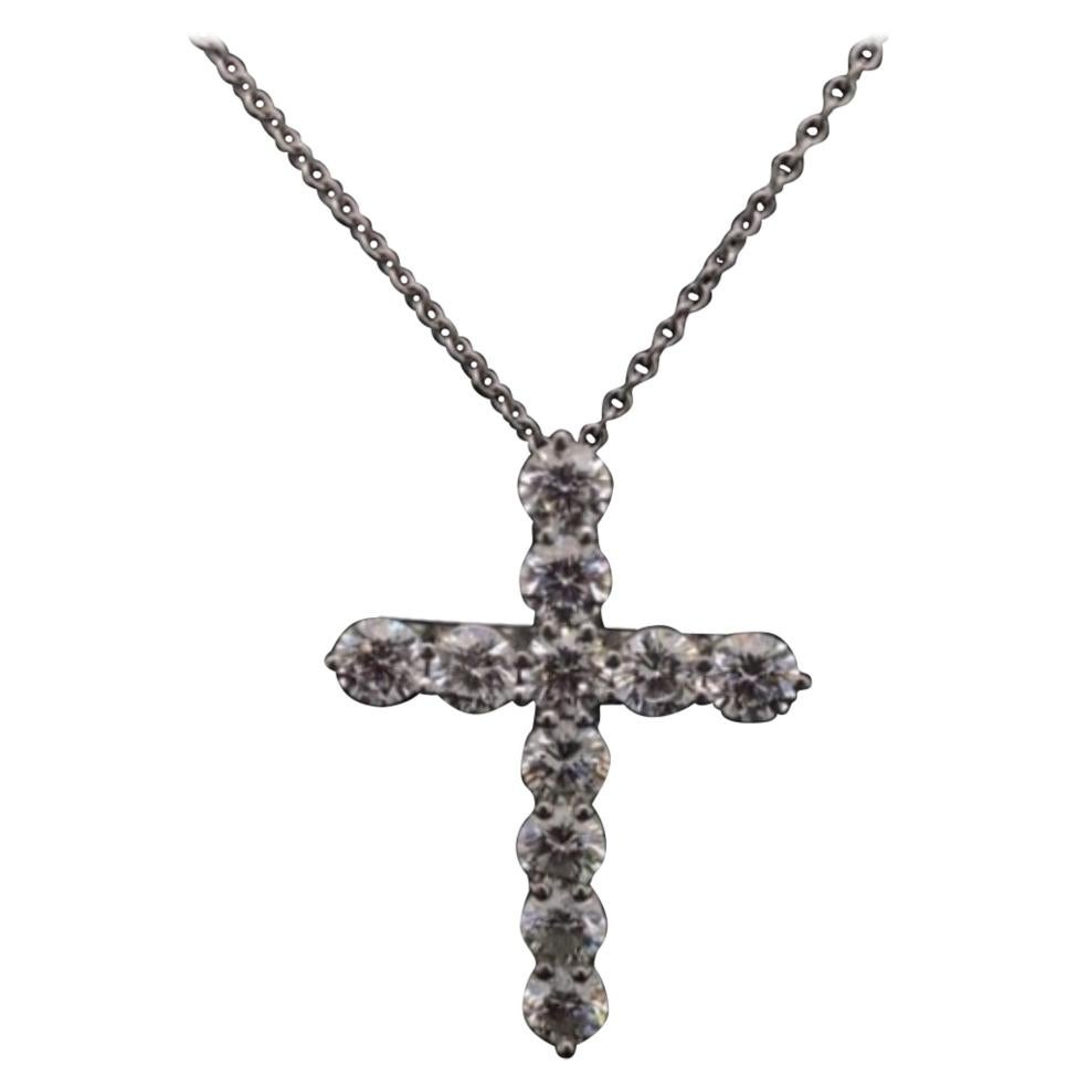 Tiffany & Co. Platinum and Diamond Cross Pendant and Chain