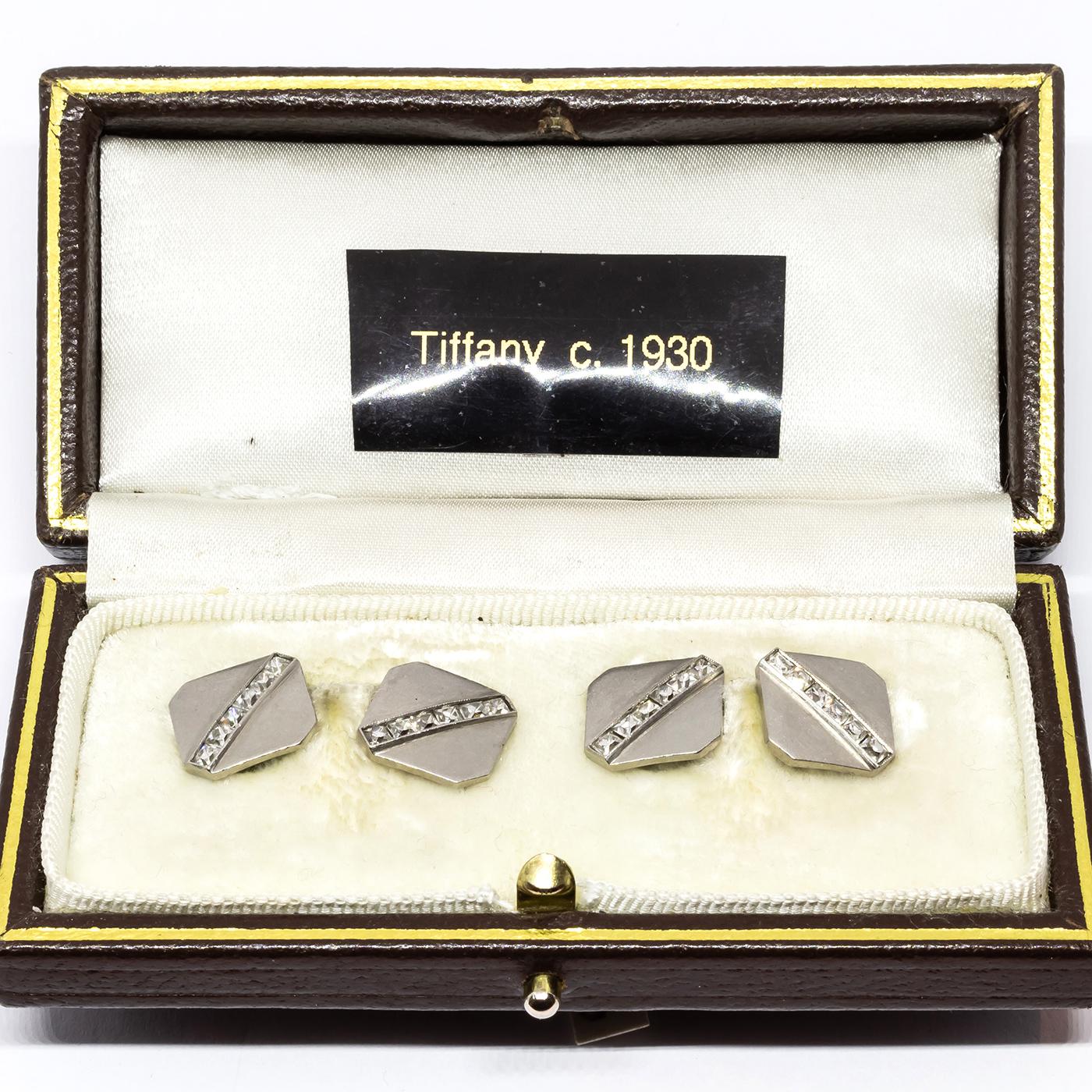 Tiffany & Co. Gemelli in platino e diamanti, 1920 circa In condizioni buone in vendita a London, GB