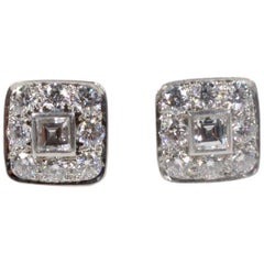 Tiffany 
Co. Platinum and Diamond Earrings 2.4 Carats