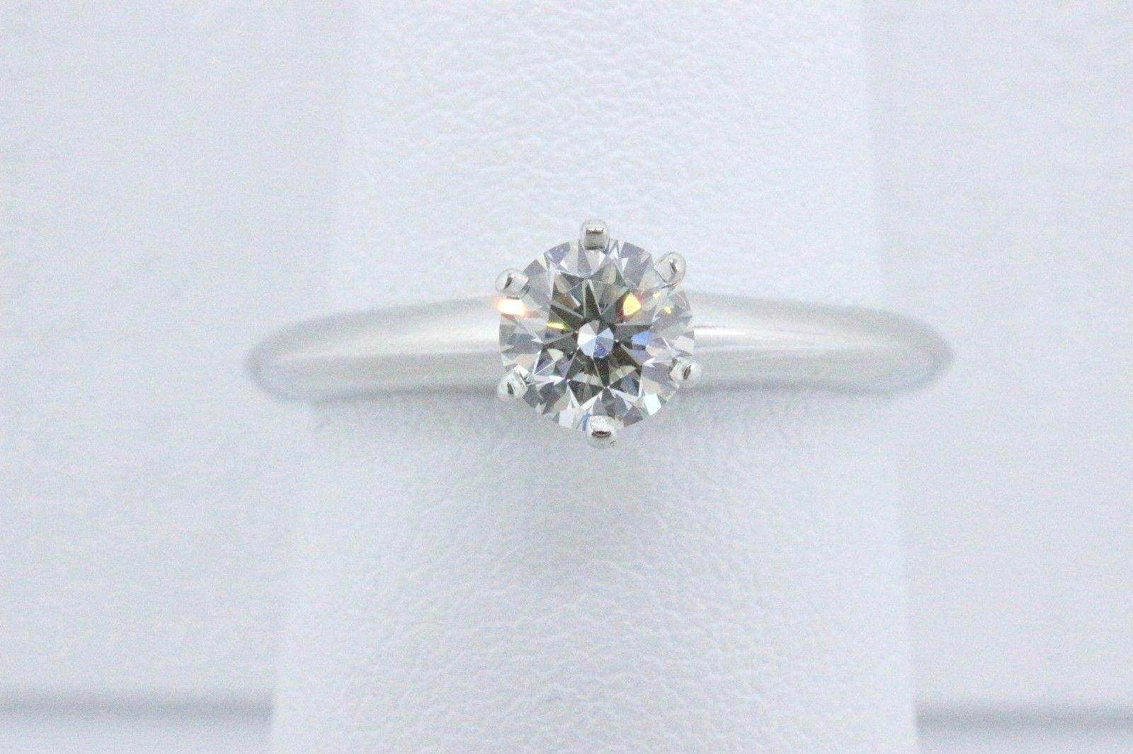 Tiffany & Co. Platinum and Diamond Engagement Ring Round 0.58 Ct I VS2 Complete 1