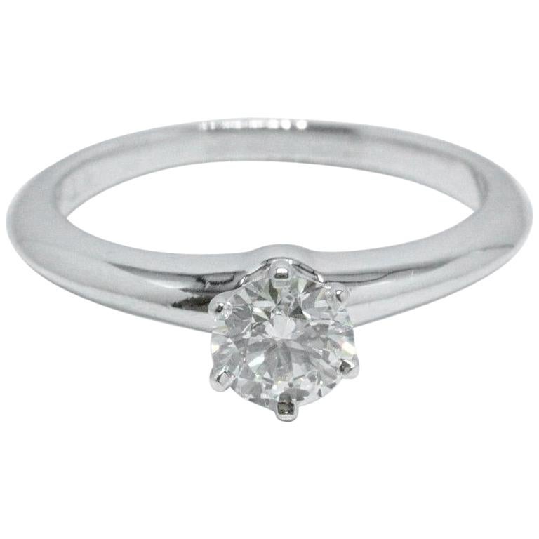 Tiffany & Co. Platinum and Diamond Engagement Ring Round 0.58 Ct I VS2 Complete