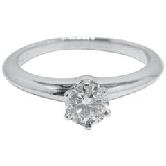 Tiffany & Co. Platinum and Diamond Engagement Ring Round 0.58 Ct I VS2 Complete