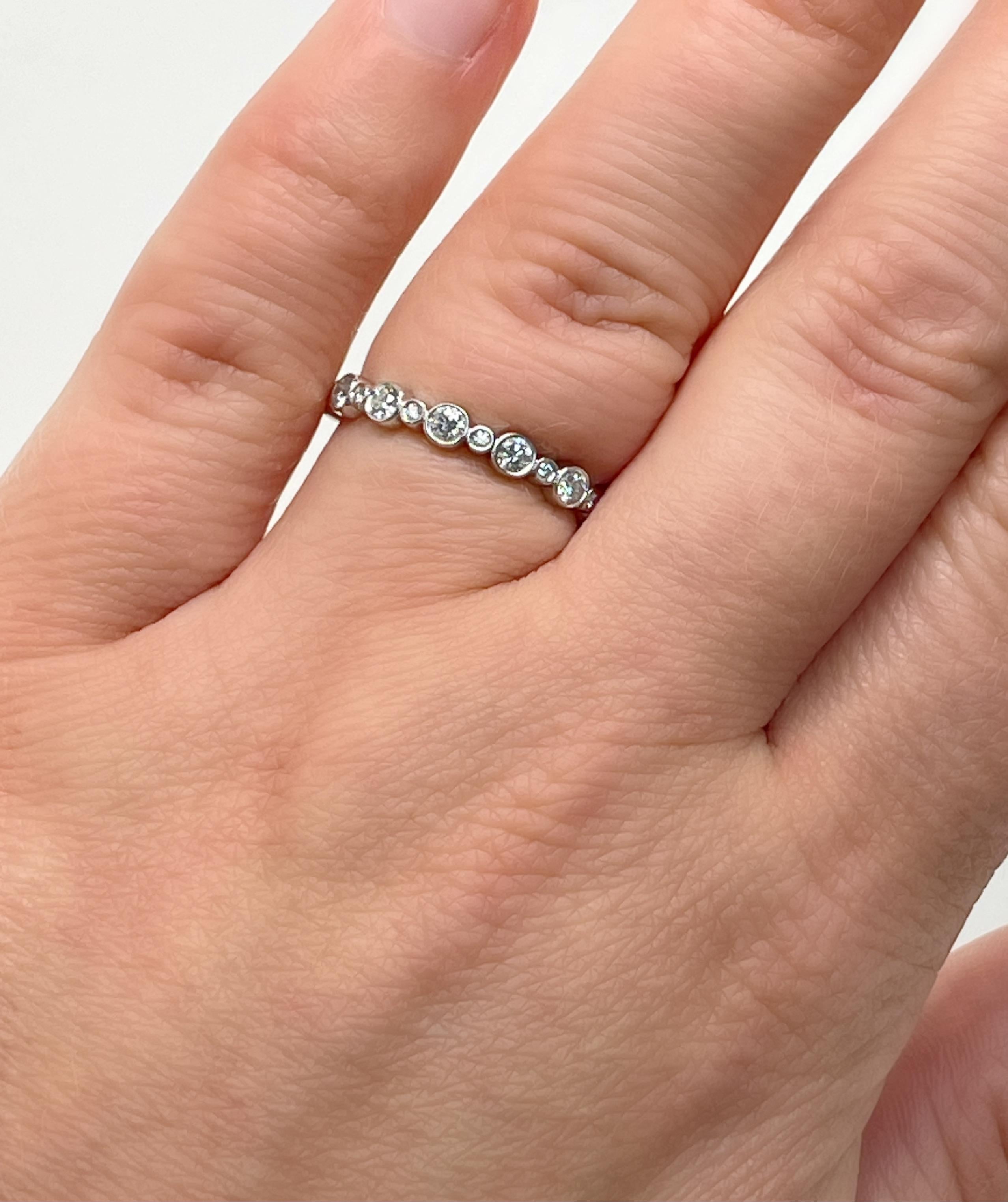 Round Cut Tiffany & Co., Platinum and Diamond Eternity 'Jazz' Band Stacking Ring For Sale