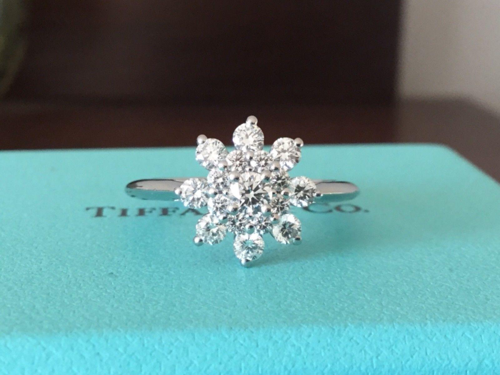 Tiffany & Co. Platinum and Diamond Flower Ring .60 Carat For Sale 5