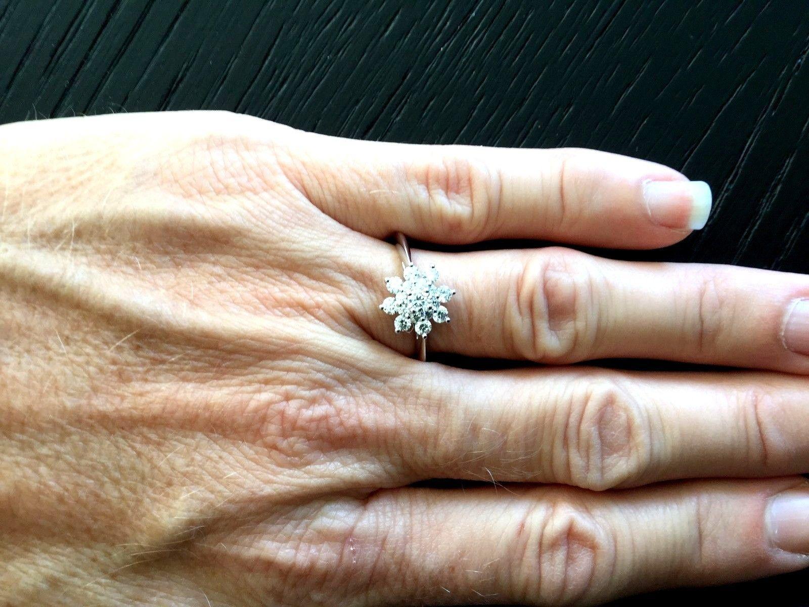 Round Cut Tiffany & Co. Platinum and Diamond Flower Ring .60 Carat