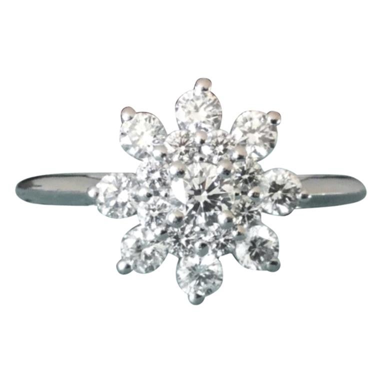 Tiffany & Co. Platinum and Diamond Flower Ring .60 Carat For Sale