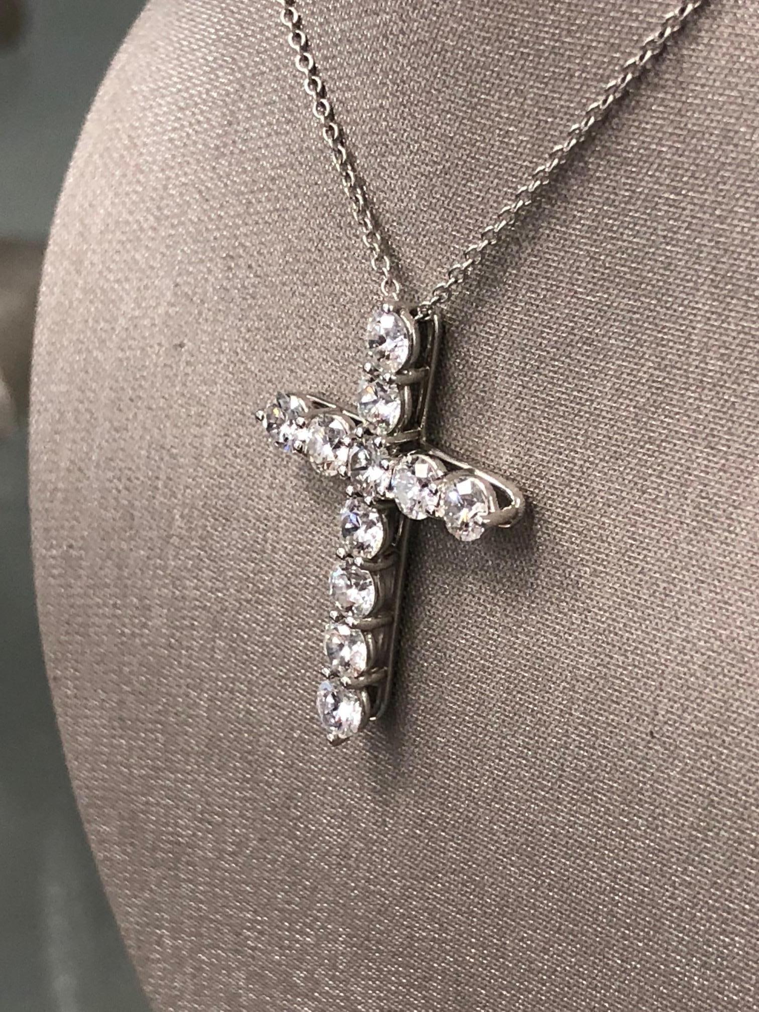 Modern Tiffany & Co. Platinum and Diamond Large Size Cross