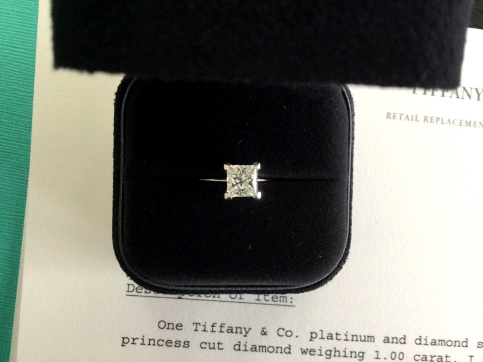 Tiffany & Co. Platinum and Diamond Princess Cut Engagement Ring 1.00 Carat I VS1 4
