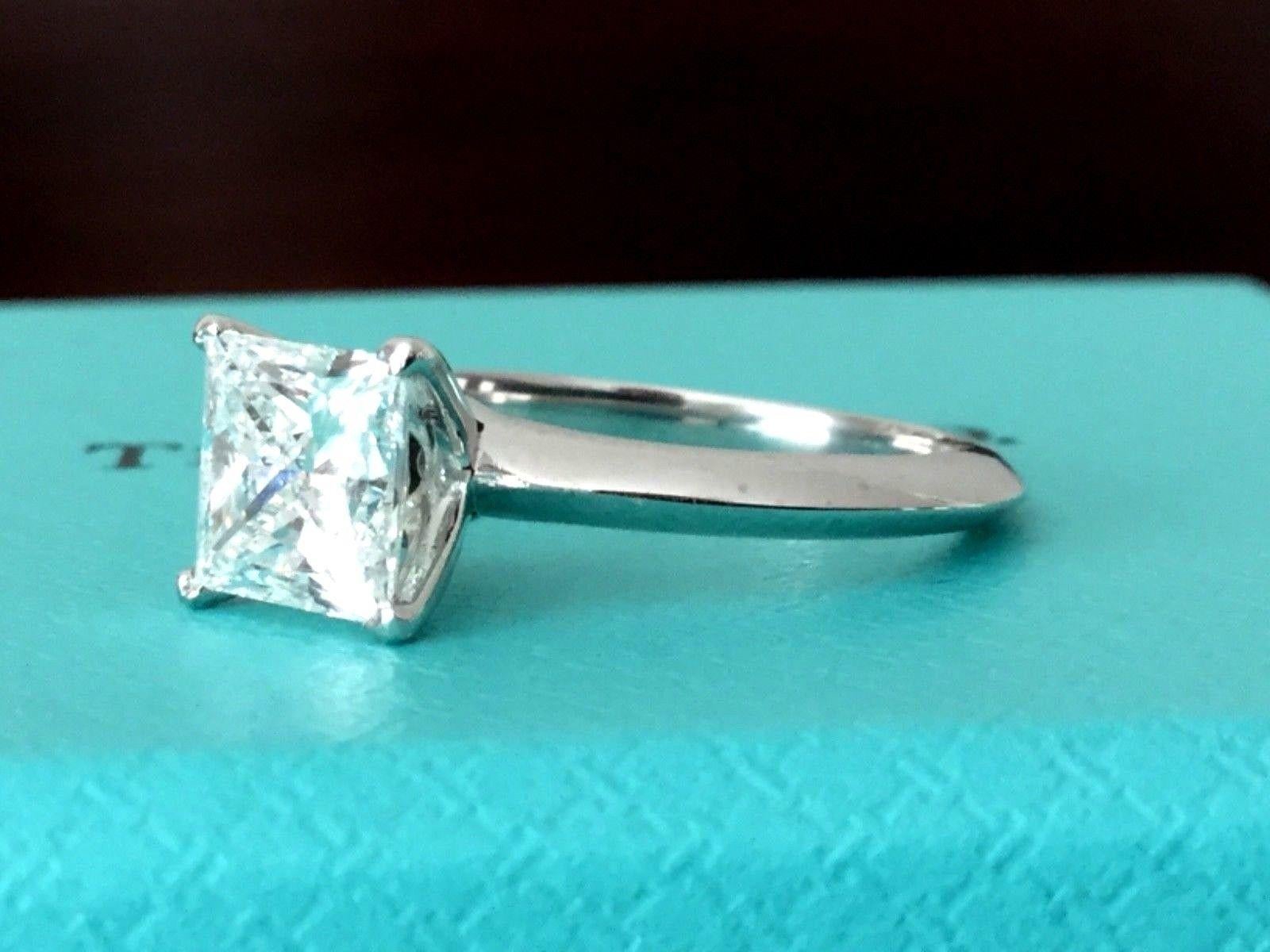 Tiffany & Co. Platinum and Diamond Princess Cut Engagement Ring 1.07 Carat F VS1 5
