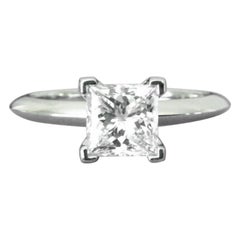 Tiffany & Co. Platinum and Diamond Princess Cut Ring 1.11 Carat H IF New