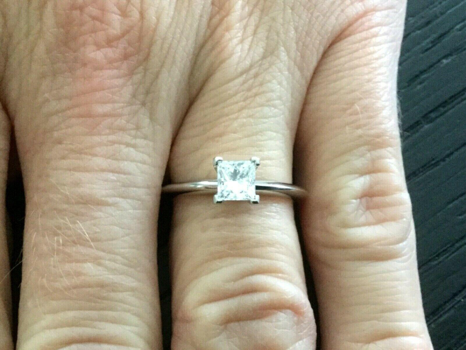 Tiffany & Co. Platinum and Diamond Princess Cut Ring .57 Carat D VS2 In Excellent Condition In Middletown, DE