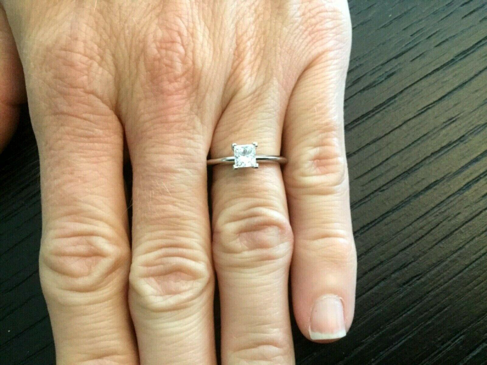 Women's Tiffany & Co. Platinum and Diamond Princess Cut Ring .57 Carat D VS2