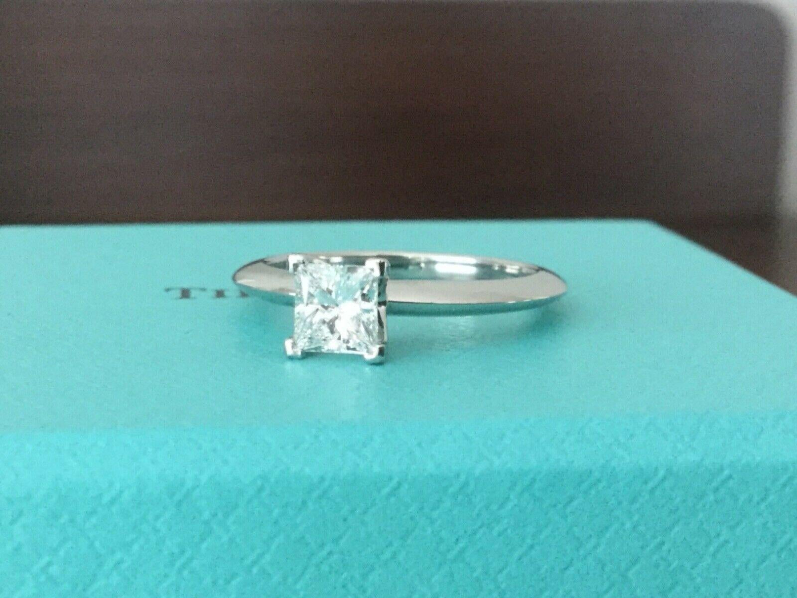 Tiffany & Co. Platinum and Diamond Princess Cut Ring .57 Carat D VS2 4
