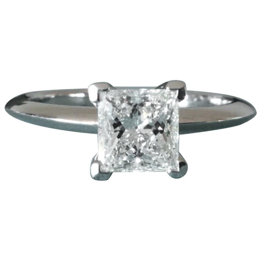 Tiffany & Co. Platinum and Diamond Princess Cut Ring .57 Carat D VS2