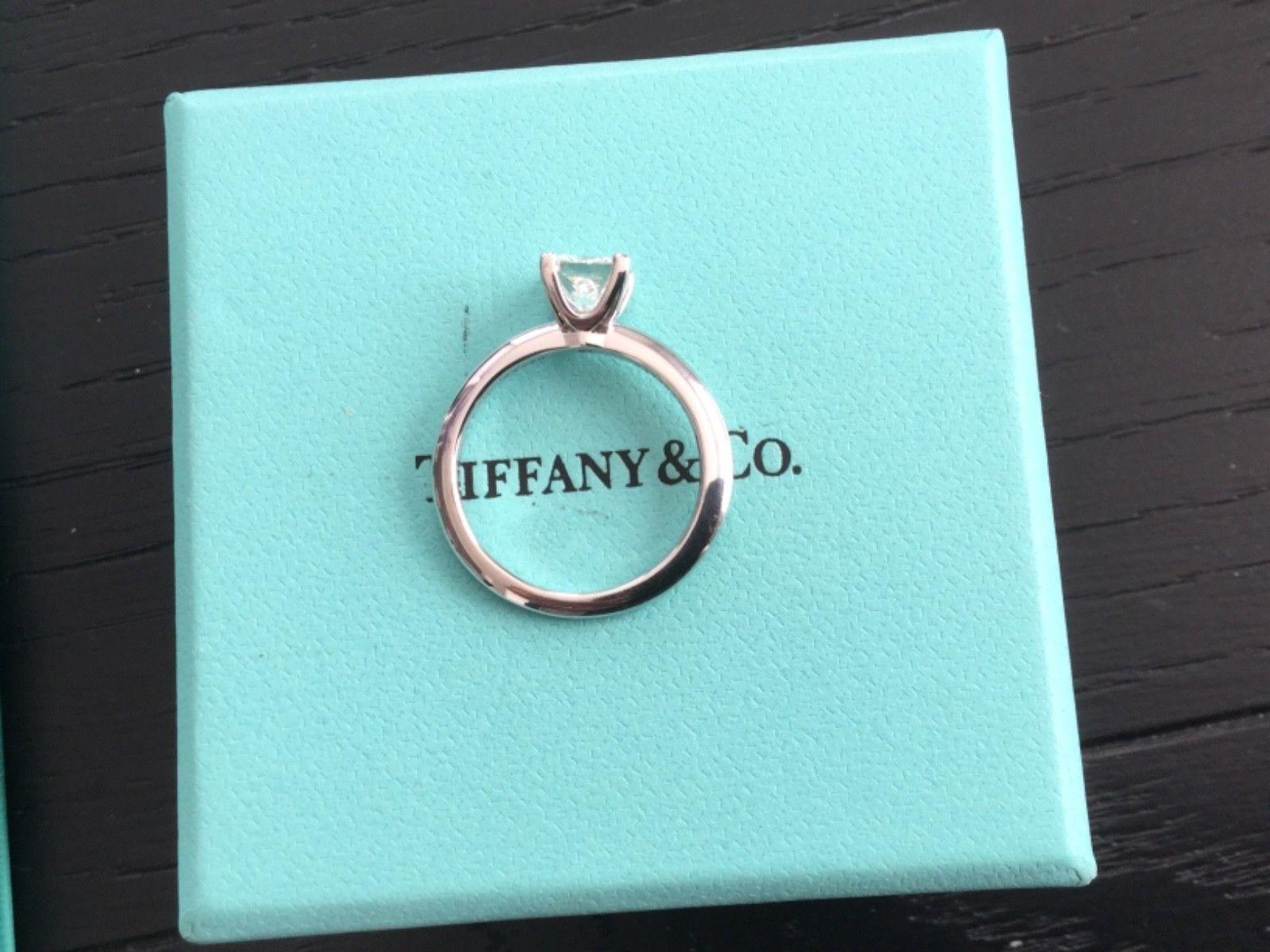 Tiffany & Co. Platinum and Diamond Princess Cut Ring .79 Carat F VS1 6
