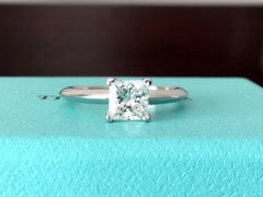 Tiffany & Co. Platinum and Diamond Princess Cut Ring .79 Carat F VS1