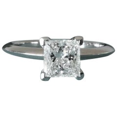 Tiffany & Co. Platinum and Diamond Princess Cut Ring .79 Carat F VS1