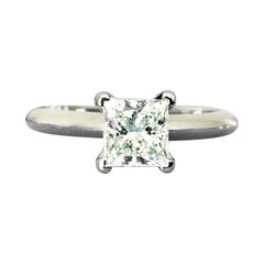 Tiffany & Co. Platinum and Diamond Princess Cut Engagement Ring .81 Carat H VS1