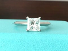 Tiffany & Co. Platinum and Diamond Princess Cut Ring 1.13 Carat F VS1