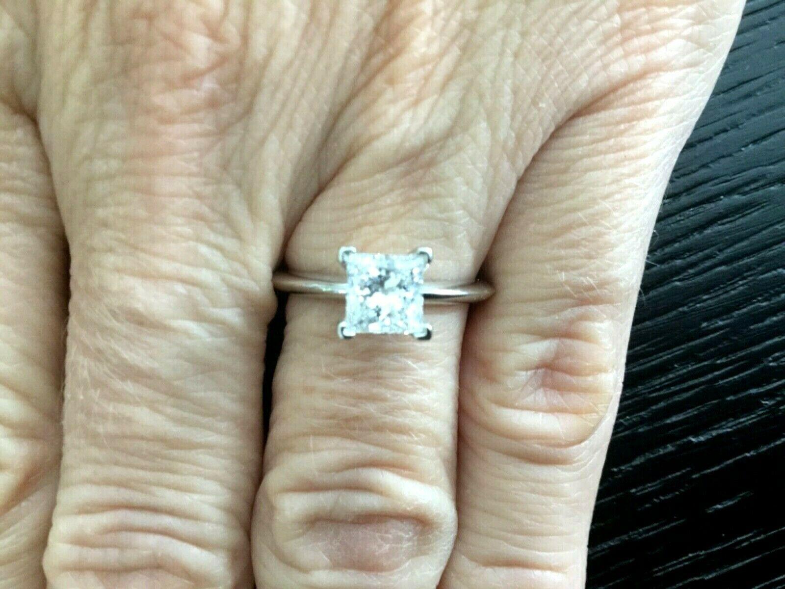 Women's Tiffany & Co. Platinum and Diamond Princess Cut Ring 1.26 Carat F VS1