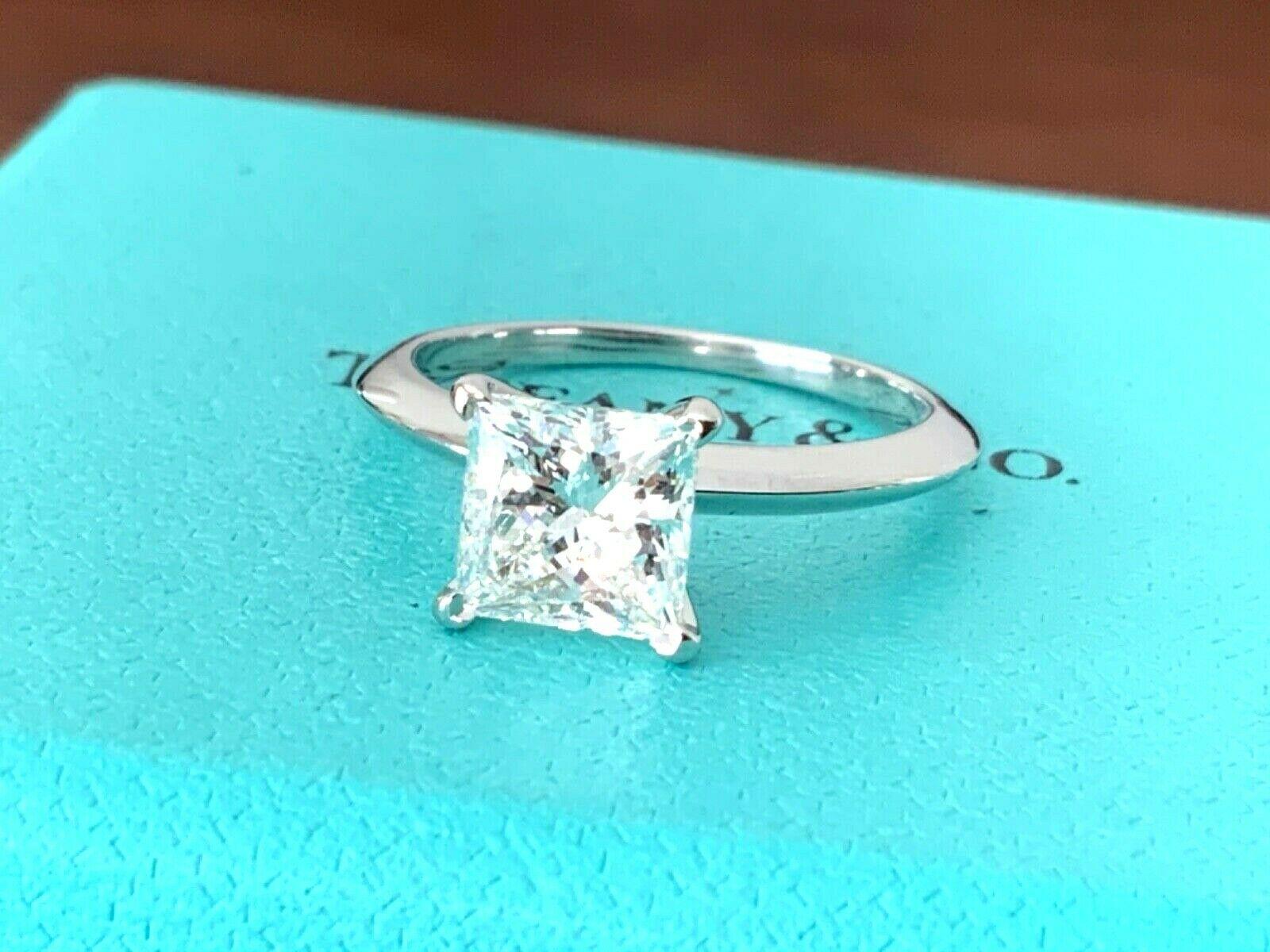 Tiffany & Co. Platinum and Diamond Princess Cut Ring 1.71 Carat H VS1 3
