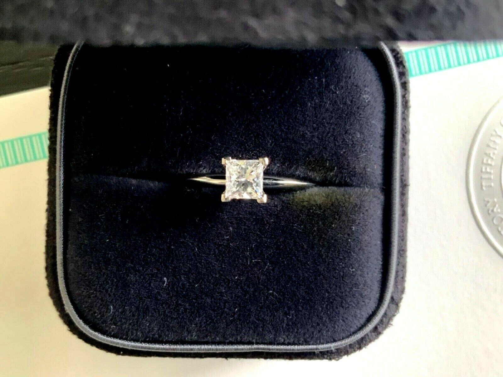 Tiffany & Co. Platinum and Diamond Princess Cut Ring .57 Carat E VS2 8