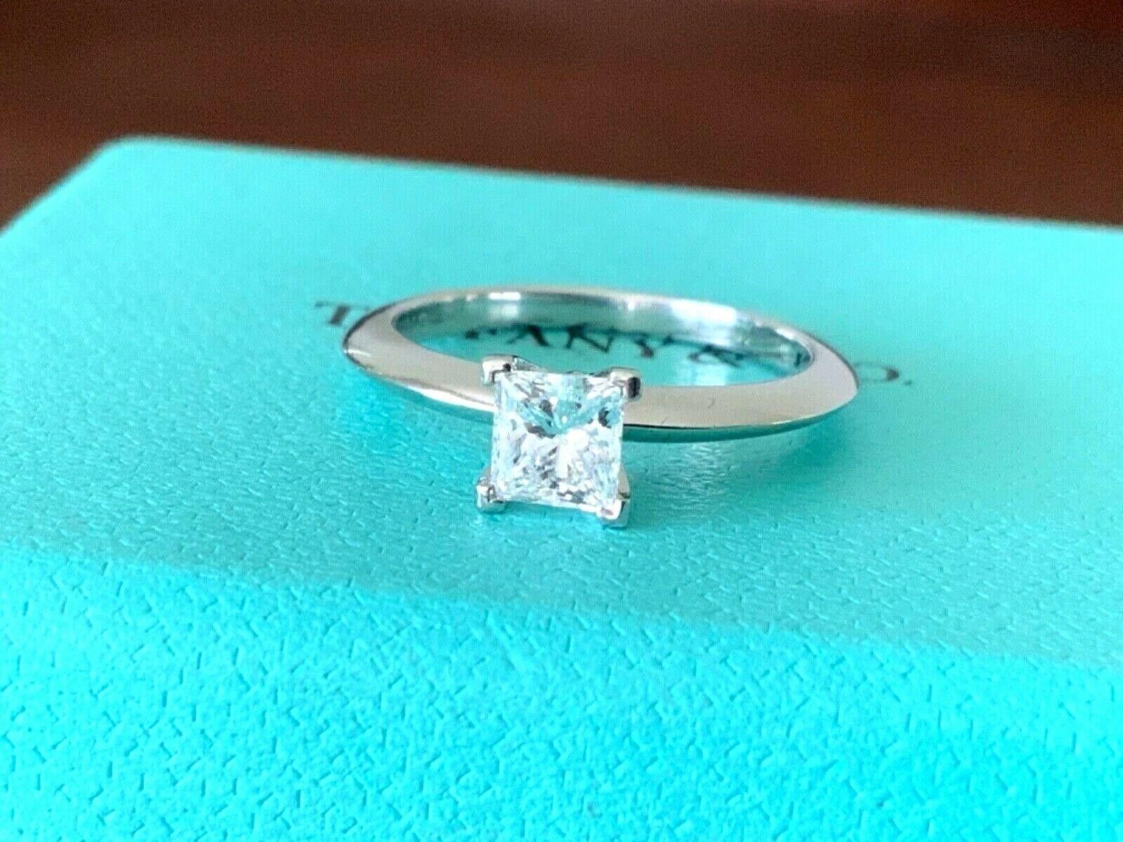 Tiffany & Co. Platinum and Diamond Princess Cut Ring .57 Carat E VS2 4