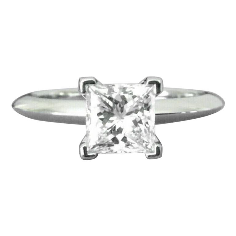 Tiffany & Co. Platinum and Diamond Princess Cut Ring .57 Carat E VS2