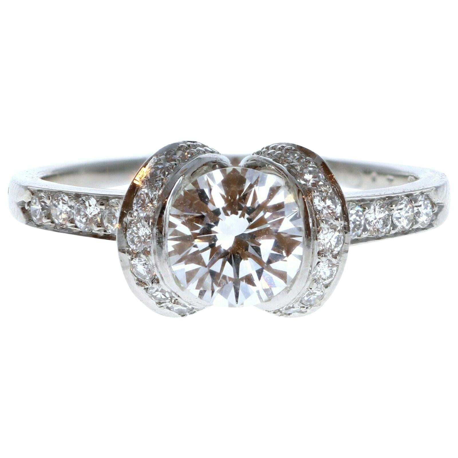 Tiffany & Co. Platinum and Diamond Ribbon Ring 1.07 Carat E VVS1 For Sale