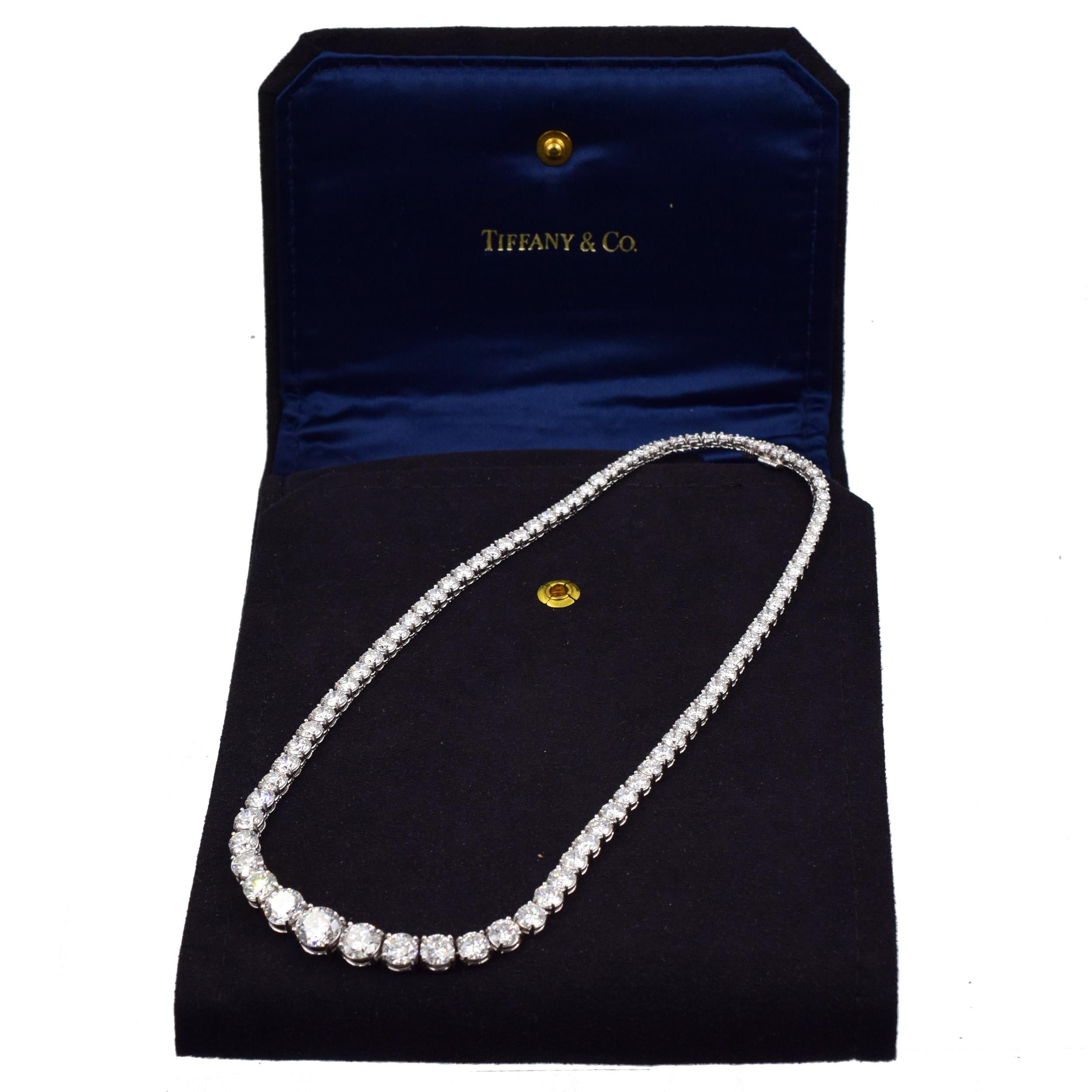 Tiffany & Co Platinum and Diamond Riviera Necklace In Excellent Condition For Sale In New York, NY