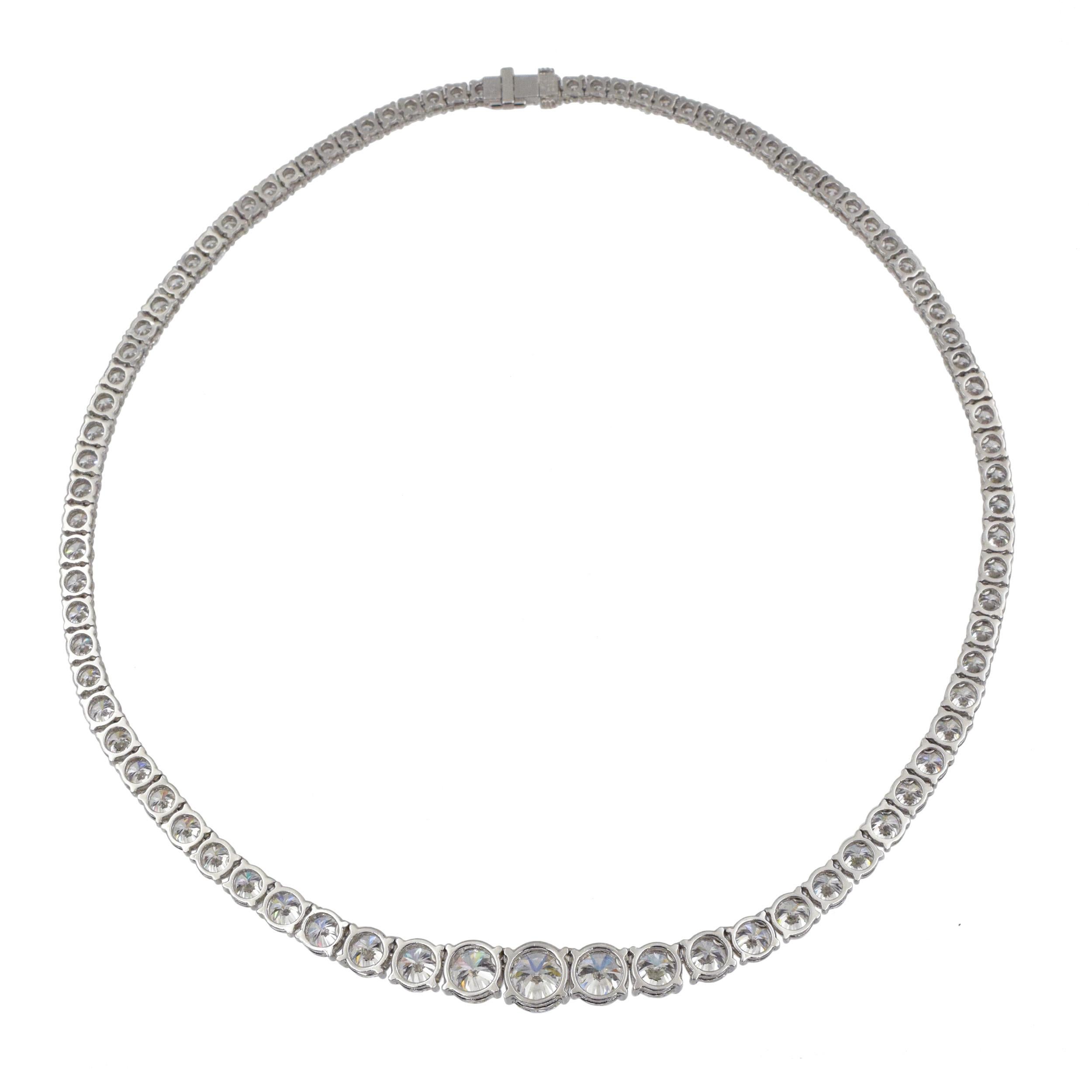 Round Cut Tiffany & Co Platinum and Diamond Riviera Necklace  For Sale
