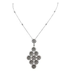 Tiffany & Co. Platinum and Diamond 'Rose' Drop Pendant Necklace