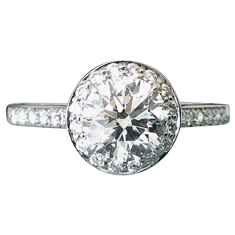 Tiffany and Co. Platinum and Diamond Round Engagement Ring 1.03 Carat H ...