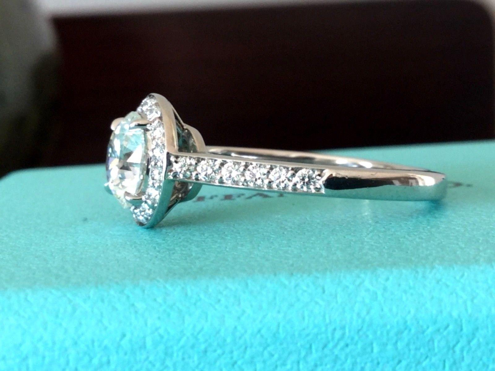 Tiffany & Co. Platinum and Diamond Round Engagement Ring 1.29 Carat 8