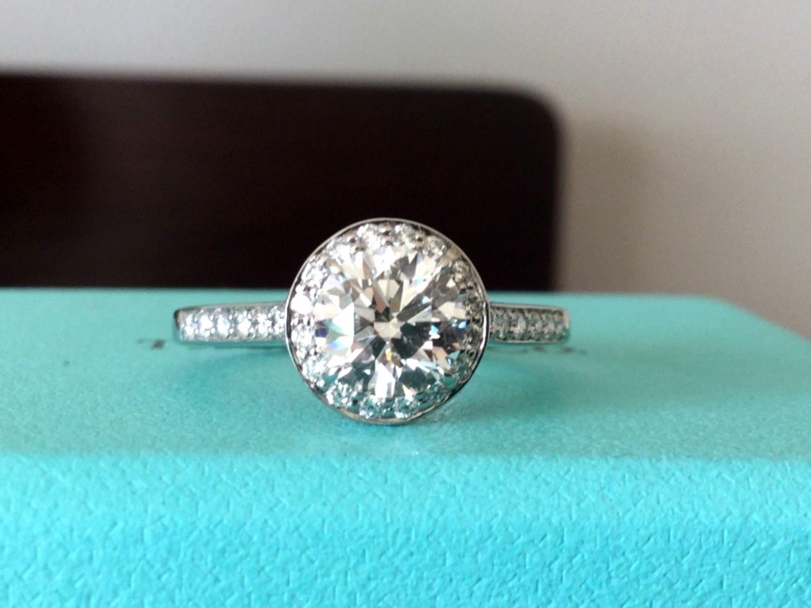 Tiffany & Co. Platinum and Diamond Round Engagement Ring 1.29 Carat 3