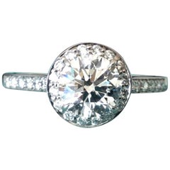 Tiffany & Co. Platinum and Diamond Round Engagement Ring 1.29 Carat