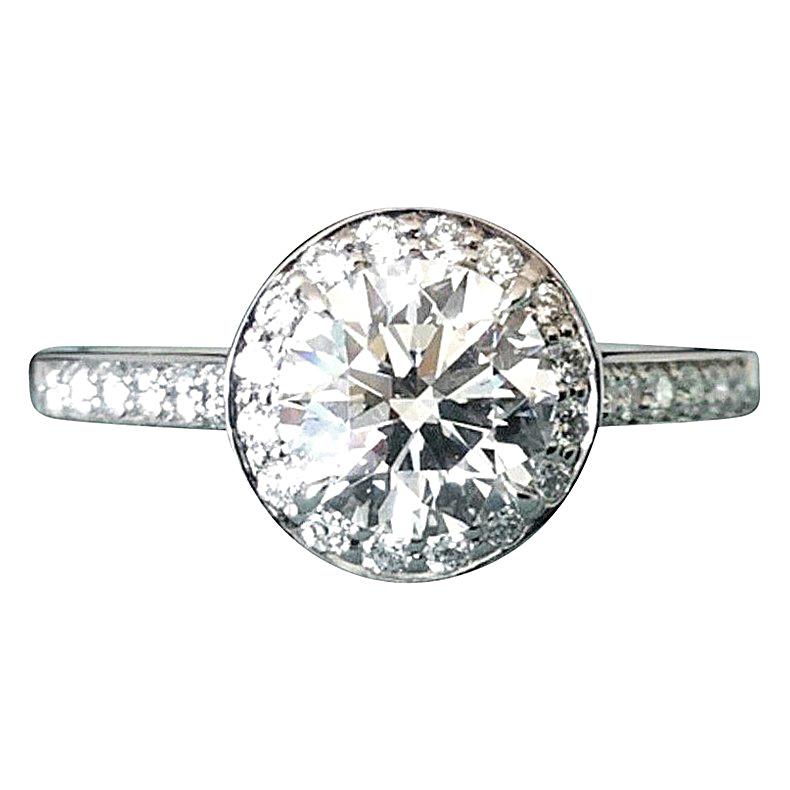 Tiffany 
Co. Platinum and Diamond Round Engagement Ring .86 Carat H VVS2