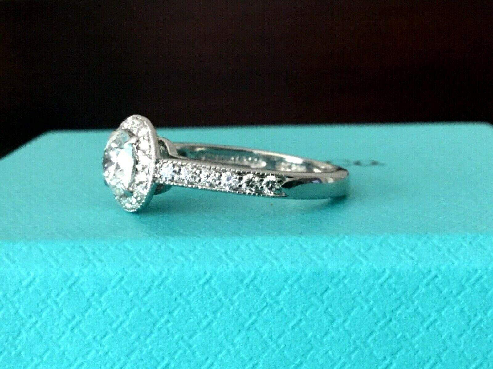 Tiffany & Co. Platinum and Diamond Round Engagement Ring E VS1 Triple Excellent For Sale 1