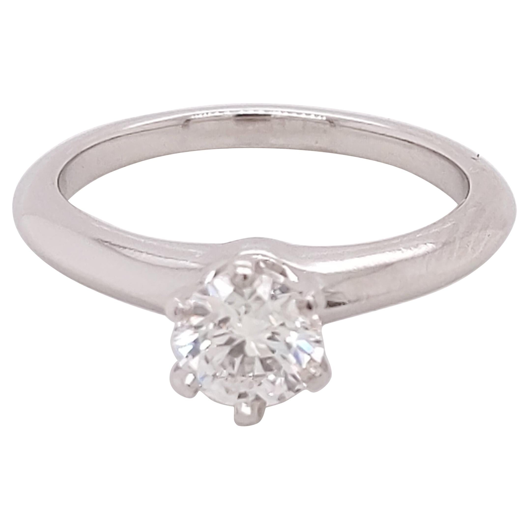 Tiffany & Co. Platinum and Diamond Solitaire Ring w 0.74 Carat Center 