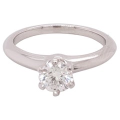 Tiffany & Co. Platinum and Diamond Solitaire Ring w 0.74 Carat Center 
